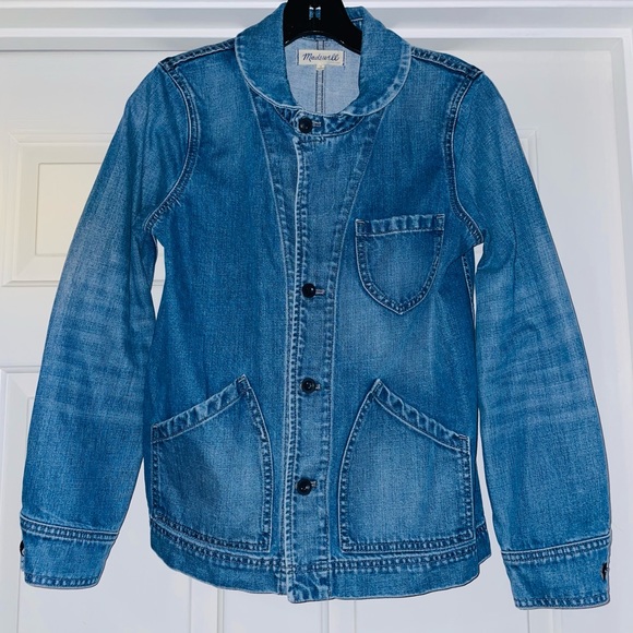 Madewell Jean Jacket Button Up Collared Blue Denim Blazer